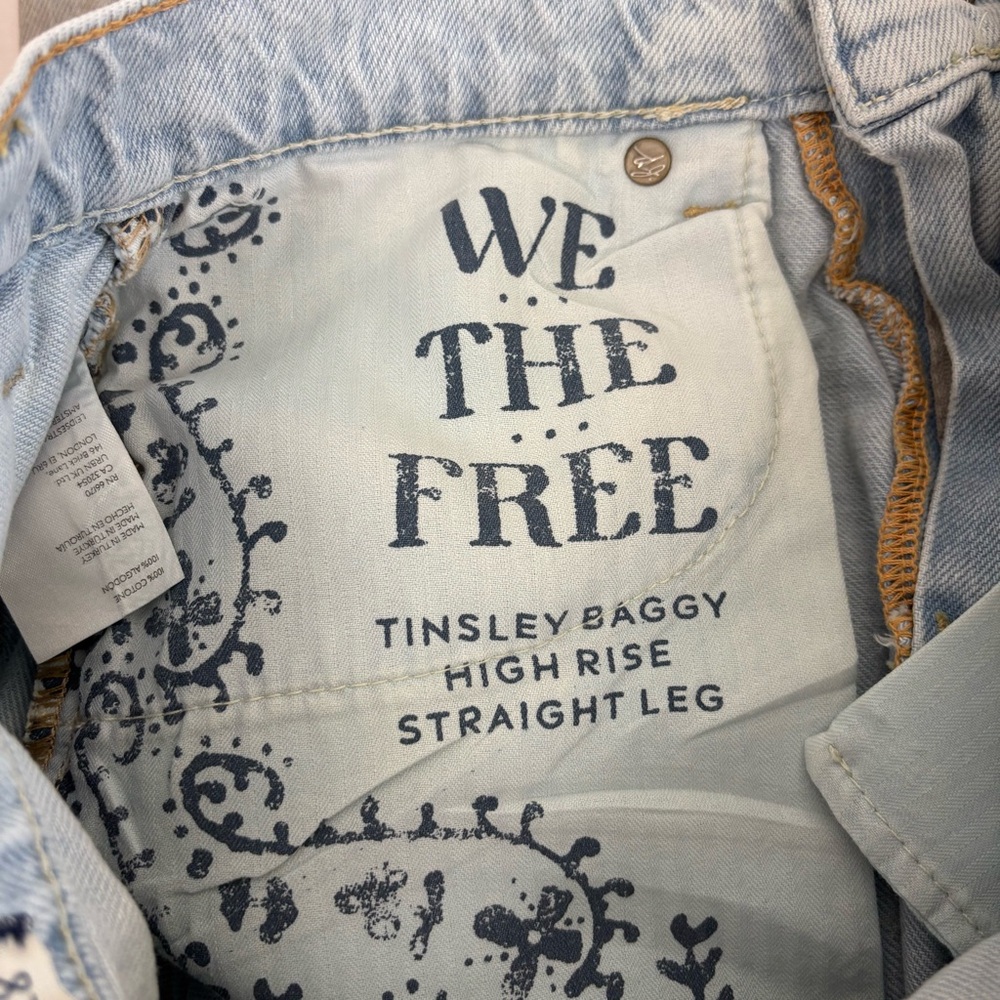 Free People Tinsley Printed Wide Leg Jeans in Daylight Combo Size 28 - Picture 12 of 16